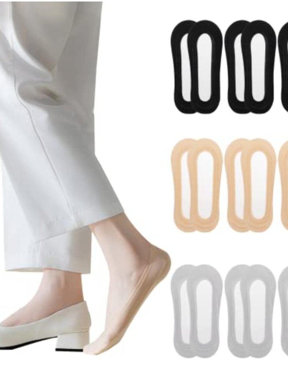 9 Pairs Women's No Show Socks Invisible Low Cut Liner Socks Silicone Heel